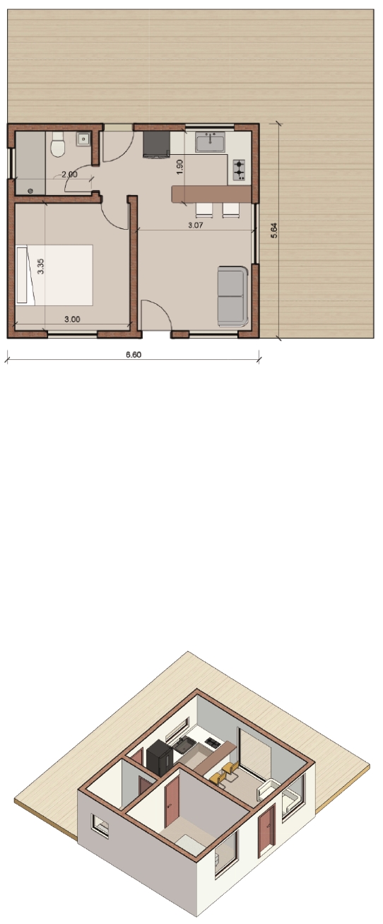 1 dormitorio 35 m2